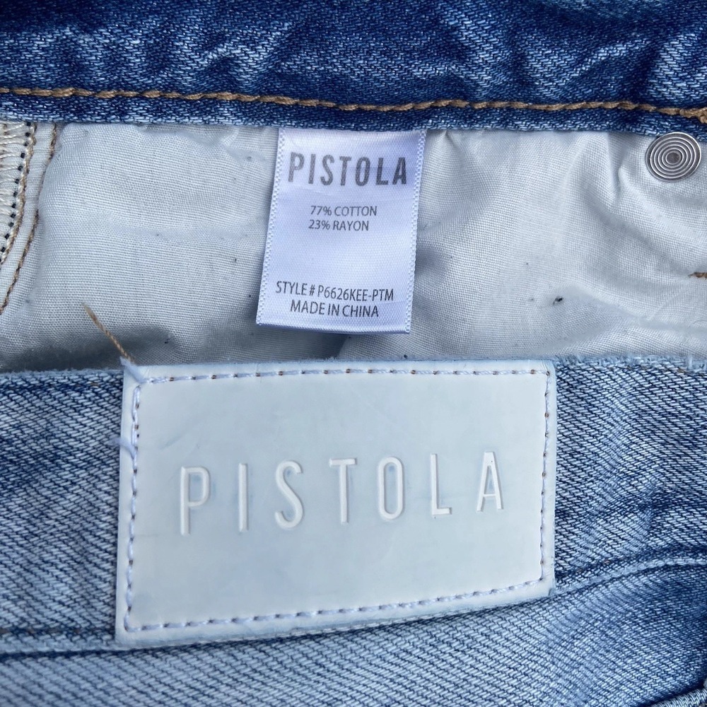 Pistola Women's Distressed Straight Leg Blue Denim Jeans Size‎ 27x30 Mid Rise - Picture 8 of 11